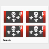 PIRATENFLAGGE SKULL UND DREI LILIES FLAGMONOGRAM RECHTECKIGER AUFKLEBER (Blatt)