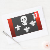 PIRATENFLAGGE SKULL UND DREI LILIES FLAGMONOGRAM RECHTECKIGER AUFKLEBER (Umschlag)