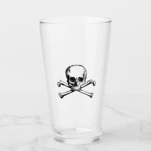 Piratenflagge Skull und Kreuzknochen Pirate Glas