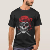 Piratenflagge Skull und Kreuzknochen Skelett T-Shirt (Vorderseite)