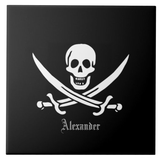 Piratenflagge Skull und Schwerter-Piratenflagge Fliese (Vorderseite)