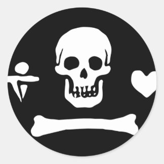 Piratenflagge Stede Bonnet Runder Aufkleber
