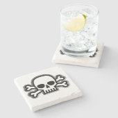 Piratenflagge Steinuntersetzer (Seitenansicht)