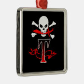 Piratenflagge T Monogramm Silbernes Ornament (Rechts)