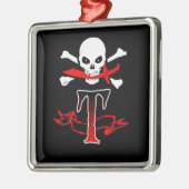Piratenflagge T Monogramm Silbernes Ornament (Links)