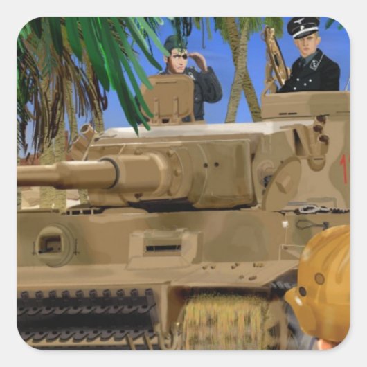 PIRATENFLAGGE TIGER TANK QUADRATISCHER AUFKLEBER (Vorderseite)