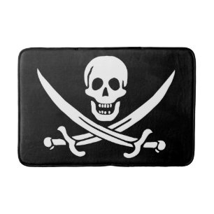 Piratenflagge Totenkopf gekreuzte Schwerter Badematte