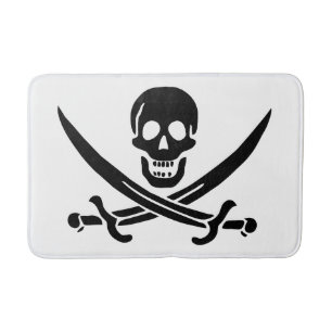 Piratenflagge Totenkopf gekreuzte Schwerter Badematte