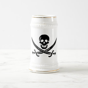 Piratenflagge Totenkopf gekreuzte Schwerter Bierglas