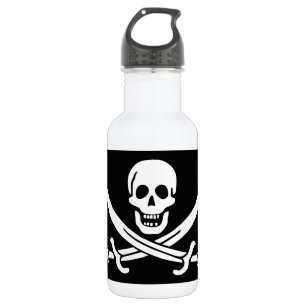 Piratenflagge Totenkopf gekreuzte Schwerter Edelstahlflasche