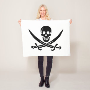 Piratenflagge Totenkopf gekreuzte Schwerter Fleecedecke