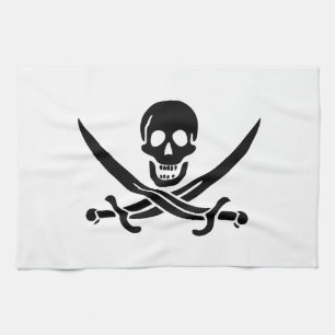 Piratenflagge Totenkopf gekreuzte Schwerter Geschirrtuch