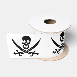 Piratenflagge Totenkopf gekreuzte Schwerter Satinband