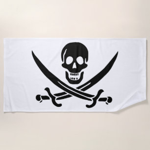 Piratenflagge Totenkopf gekreuzte Schwerter Strandtuch