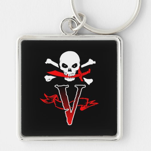 Piratenflagge V Monogramm Schlüsselanhänger (Vorne)