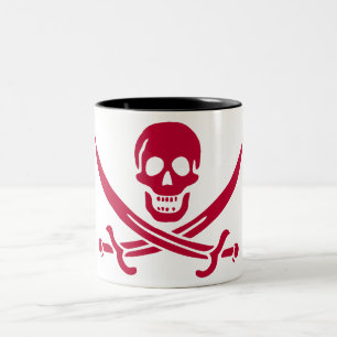Piratenflagge von Calico Jack Totenkopf & Schwerte Zweifarbige Tasse