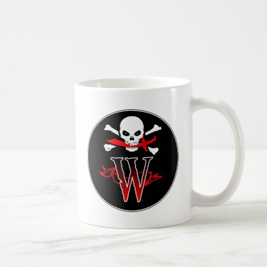 Piratenflagge W Monogramm Kaffeetasse (Rechts)