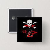 Piratenflagge Z Monogramm Button (Vorne & Hinten)