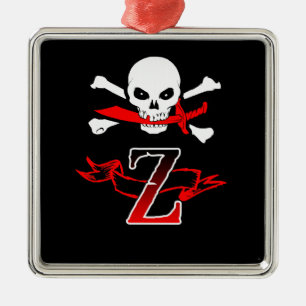 Piratenflagge Z Monogramm Silbernes Ornament