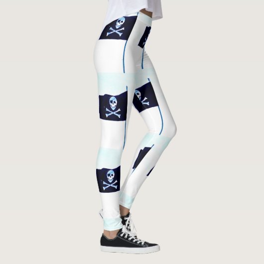 Piratenflaggeflaggenweiß Leggings (Rechts)