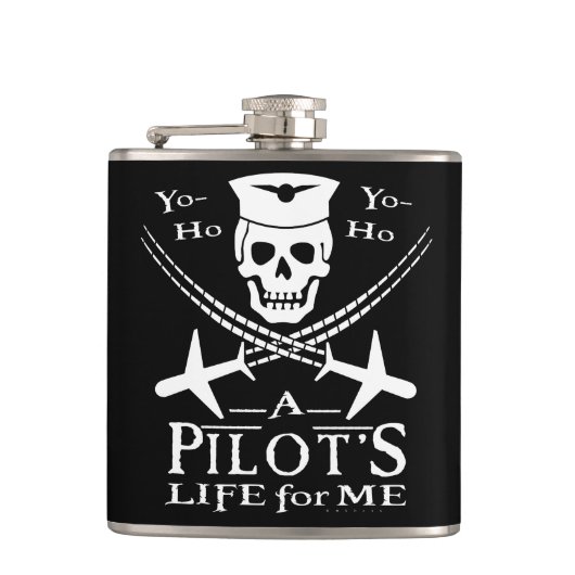 Piratenflugzeuge von Funny Pilot Skull Cross Spaß Flachmann (Vorderseite)