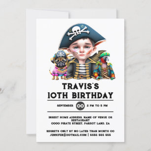 Piratenführer lustige Tiere Schädelkreuze Einladung