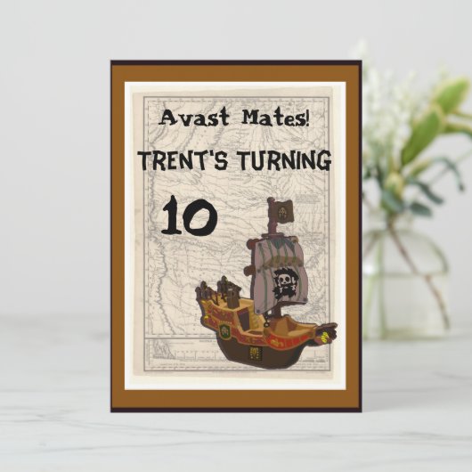 Piratengeburt Einladung (Stehend Vorderseite)