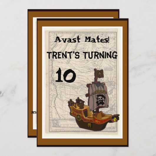 Piratengeburt Einladung (Vorne/Hinten)