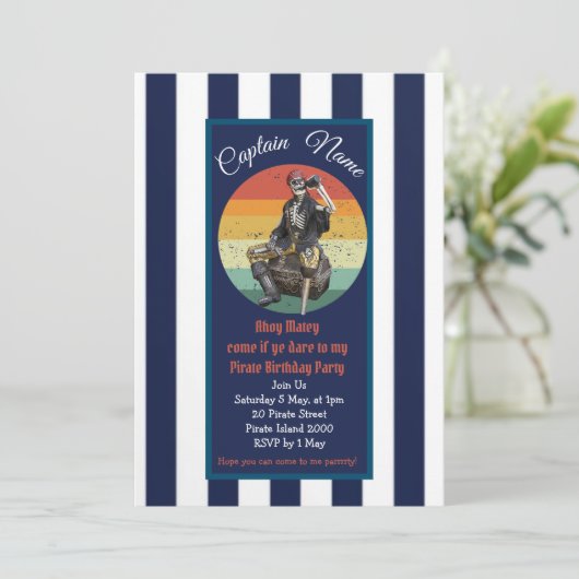 Piratengeburt Einladung (Stehend Vorderseite)