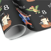 Piratengeburtmotiv Party Schatzpapagei Geschenkpapier (Rolleneckpunkt)