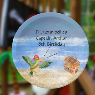 Piratengeburtmotiv Party Schatzpapagei Pappteller