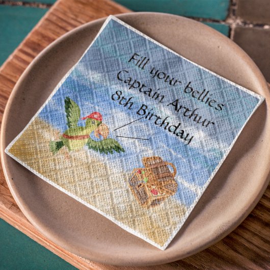 Piratengeburtmotiv Party Schatzpapagei Serviette