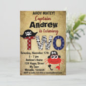 Piratengeburtstage-Einladungen, Piratengeschenk Einladung (Stehend Vorderseite)