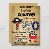 Piratengeburtstage-Einladungen, Piratengeschenk Einladung (Vorne/Hinten)
