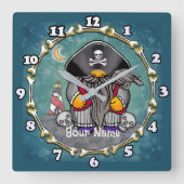 Piratengnome Quadratische Wanduhr (Vorderseite)