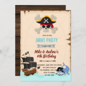 Piratenhai - Geburtstagsdusche Einladung (Vorne/Hinten)