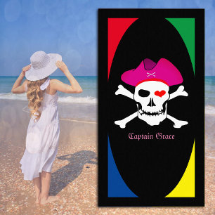 Piratenhandtuch, Kapitän "Grace" Urlaub, bunt Strandtuch