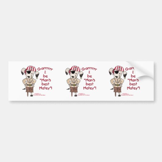 Piratenhund "Mans Best Matey!" Autoaufkleber (Vorne)