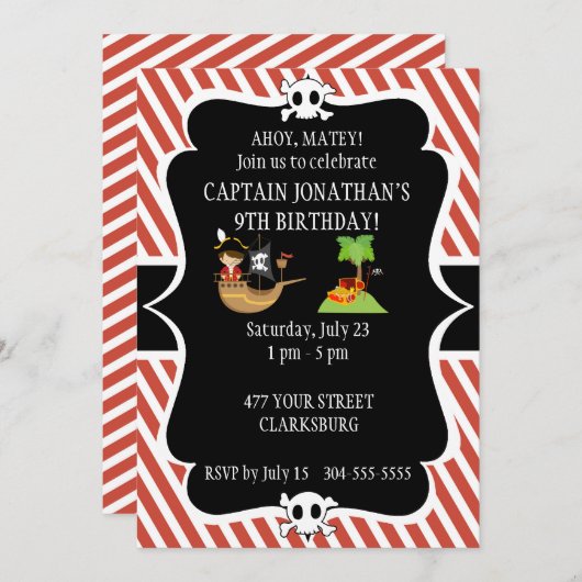 Pirateninsel Einladung (Vorne/Hinten)