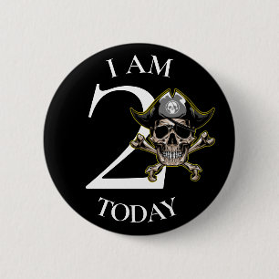 Piratenkanone Kreuzknochen 2. Geburtstag Button