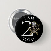 Piratenkanone Kreuzknochen 2. Geburtstag Button (Vorne & Hinten)