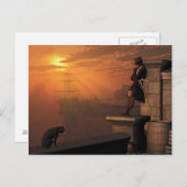 Piratenkapitän bei Sunset Postkarte (Vorne/Hinten)