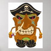 Piratenkapitän, Tiki-Statue aus Holz, lustig Poster (Vorne)
