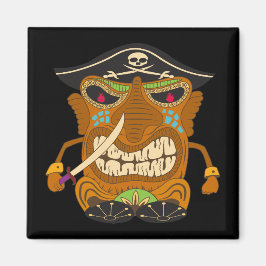 Piratenkapitän, Tiki Statue, Funny Black Magnet