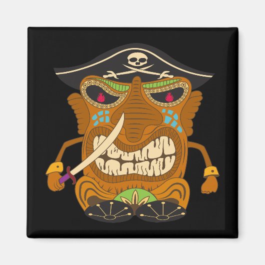 Piratenkapitän, Tiki Statue, Funny Black Magnet (Vorne)
