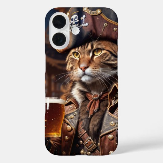 Piratenkatze mit Bier Case-Mate iPhone Hülle (Rückseite)