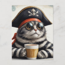 Piratenkatze mit Kaffee