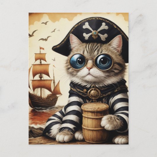 Piratenkatze Postkarte (Vorderseite)