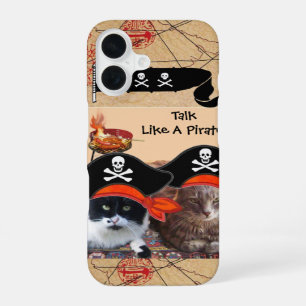 PIRATENKATZEN ANTIKE PIRATEN SCHATZKARTEN UND FLAG iPhone 16 HÜLLE