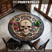 Piratenknochenmedallion mit Schädel und Blume Seidenpapier